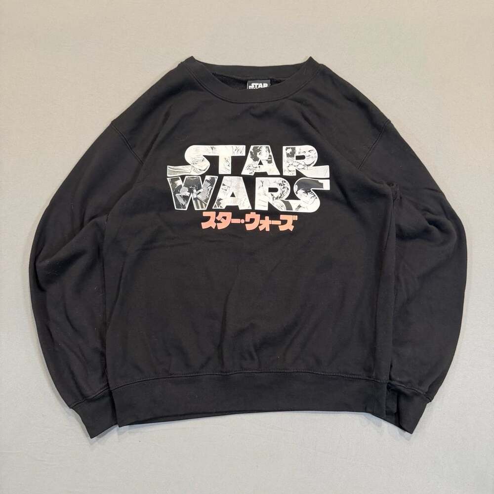 Star Wars Sweatshirt Size S(3-5) Black Japanese Anime Graphic Crewneck